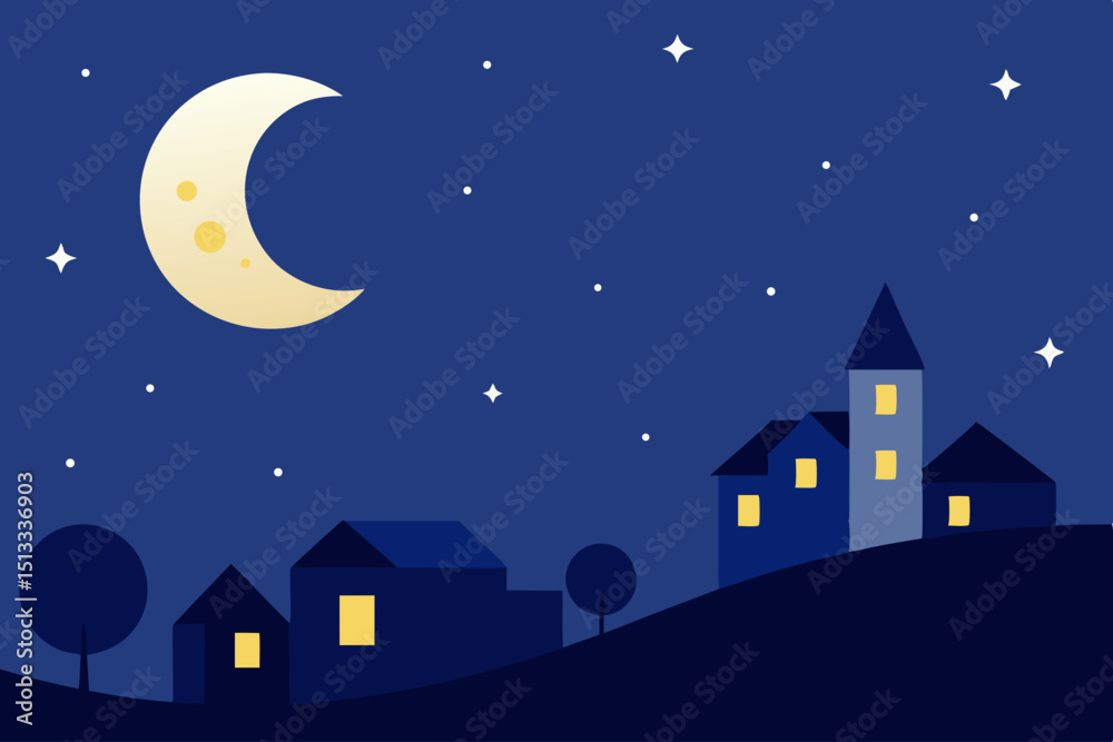 Fototapeta premium night city with moon