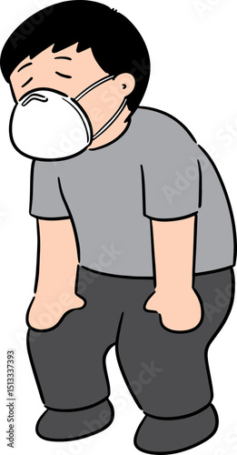 Illustration of man using medical mask
