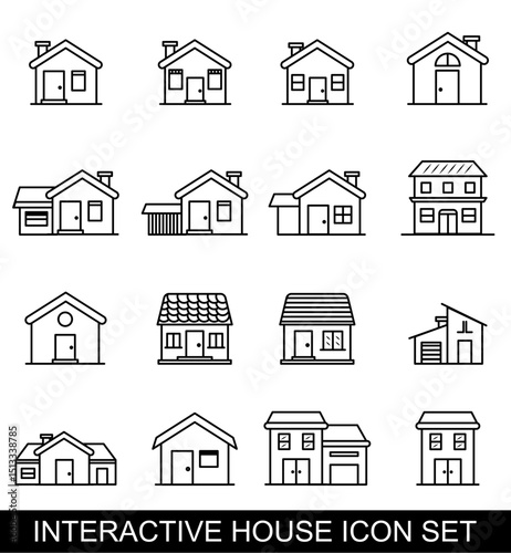 set of houses icons vector