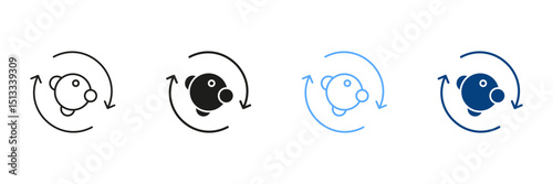 Molecular Metabolism Line and Solid Icon Set. Chemical Reaction with Atom Structure and Arrows Symbol Collection. Isolated Vector Illustration