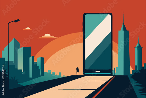 city skyline at sunset