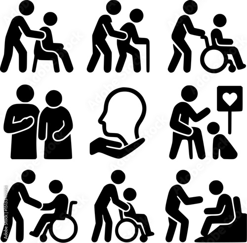 Care and Support Icons for Elderly and Disabled People