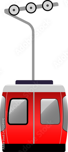 Red Cable Car Gondola Front View  Mountain Transport for ski Illustration