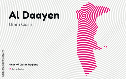 Vector Map of Al Daayen Region, Qatar, in Spiral Line Style with Lusail as Central Point
