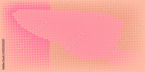 Pink orange polka dots gradient halftone background. Pop art cartoon dot texture with comic graphic design, Horizontal abstract pattern wall for cover digital technology.