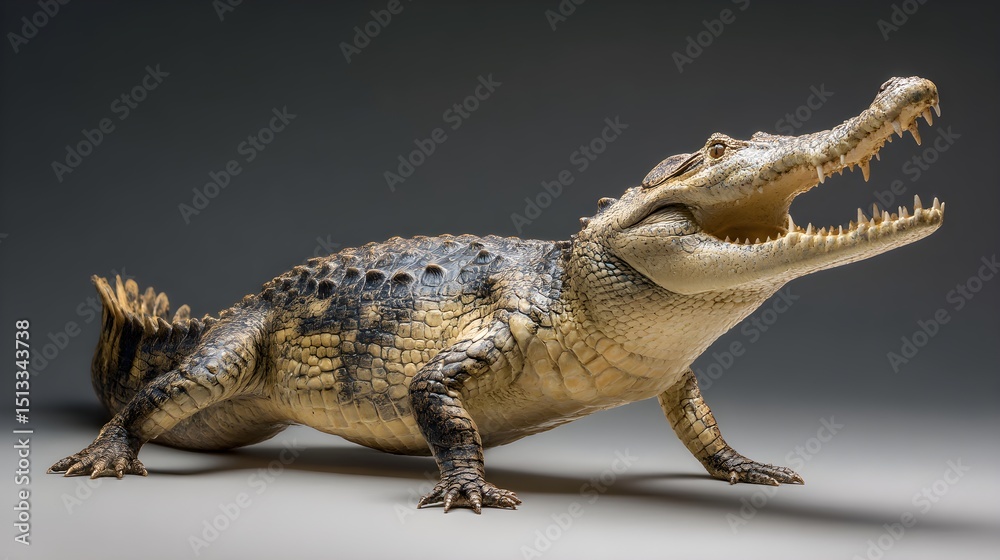 Naklejka premium Crocodile with open jaws and textured back