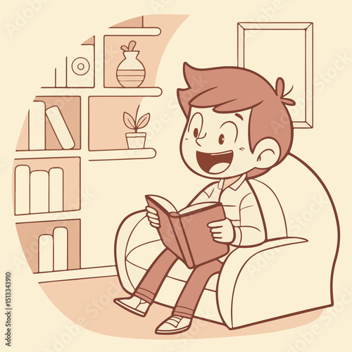 A girl sitting calmly on a chair reading a book in a cozy space representing peaceful learning and curiosity
