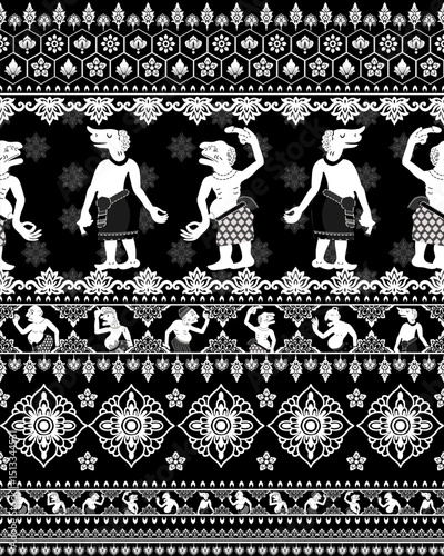 The Wisdom of Shadow puppet, Nung Talung south of Thailand traditional, cultural, ethnic, pattern vector illustration design.