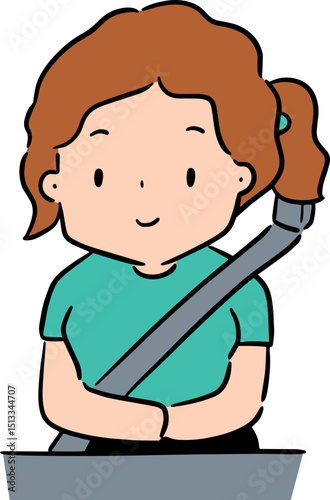Illustration of woman using safety belt
