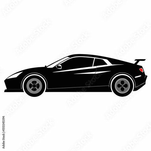 Black Sports Car Side View Silhouette