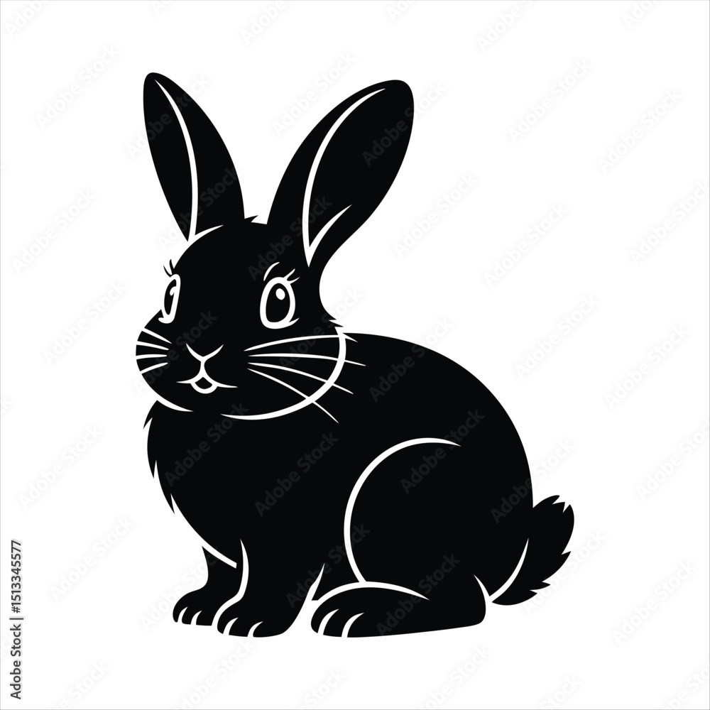 Obraz premium Black Rabbit Silhouette Vector Illustration