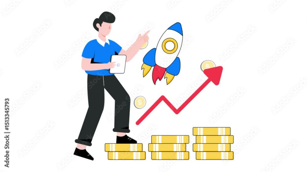 Economic Development 2D Flat Animation. Economic Development 2D Flat Animation.