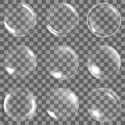 Realistic Transparent Soap Bubbles Collection
