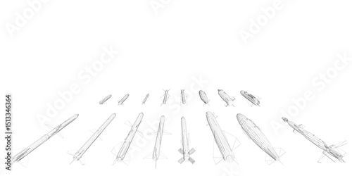 A series of rocket designs are shown in a line, with the first rocket being the shortest and the last rocket being the tallest