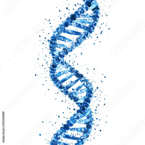 Blue DNA helix sequence element isolated on transparent background. png