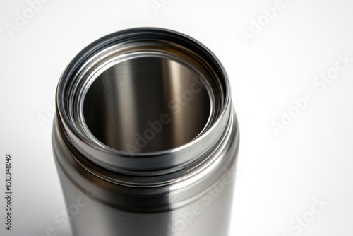 This image showcases a sleek stainless steel thermos. The interior design offers a glimpse into modern functionality. Perfect for keeping beverages hot or cold. Generative AI