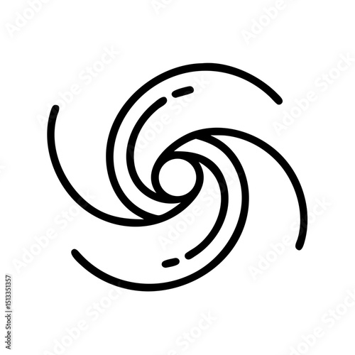 Abstract black hole swirl design. Swirling black hole graphic with vortex lines creates dynamic cosmic illustration. Black hole swirl ideal for science fiction, space exploration,