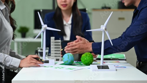 Business team working virtual modern smartphone to reduce CO2 emissions carbon footprint climate change to limit global warming.Sustainable development