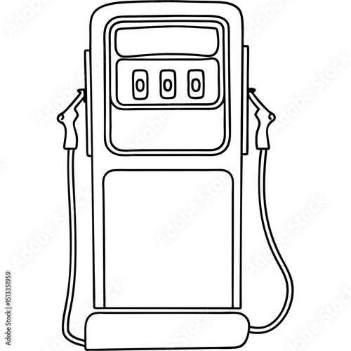 Gas pump illustration, black and white, for infographics