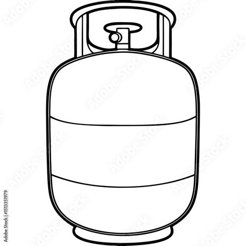 Liquefied gas container, for industrial use, line art illustration