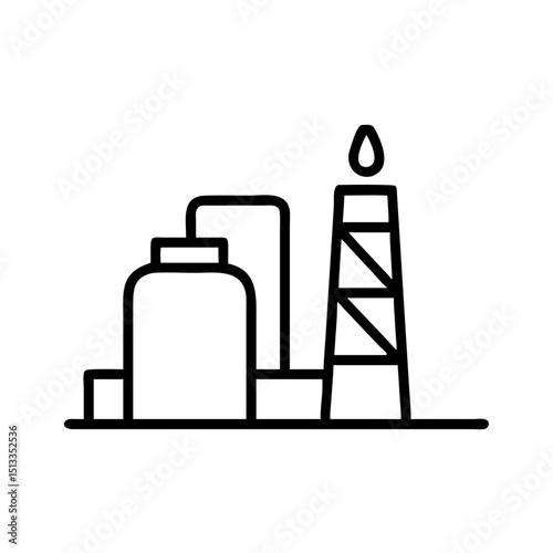 Oil refinery plant illustration, industrial icon, energy production