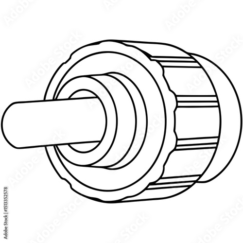 Adjustment knob, technical drawing, black and white, for industrial design