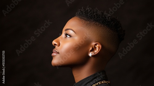 Profile Of A Confident Person With Short Hair Against A Dark Background