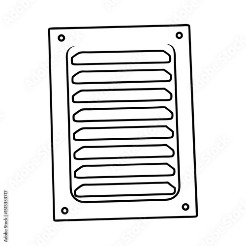 Rectangular ventilation grille, simple line drawing, for industrial design