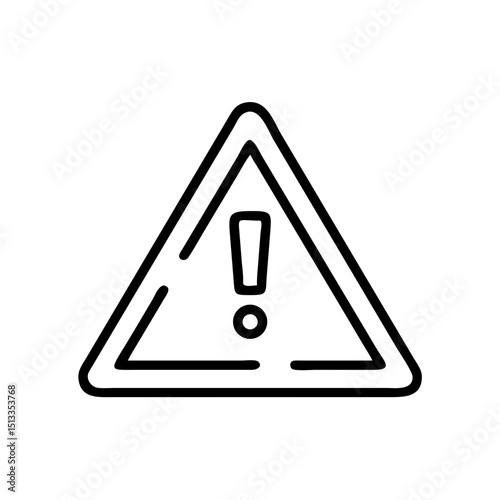 Warning triangle icon, simple line art, for safety signs
