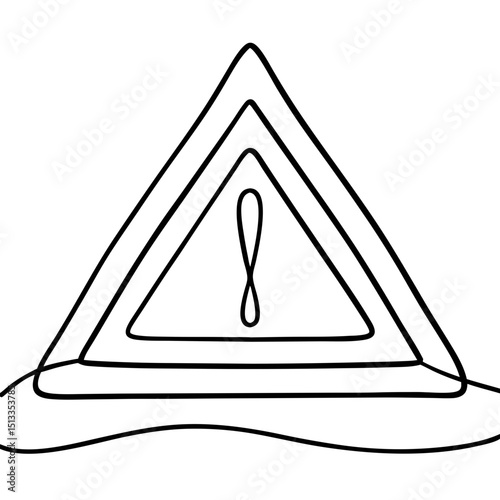 Warning triangle line art illustration, for safety signage design
