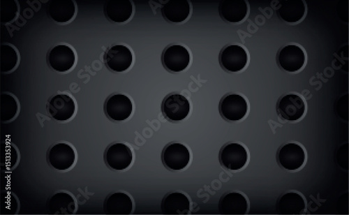Black perforated background with black holes and glow - Illustration