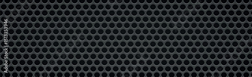 Black perforated background with black holes and glow - Illustration