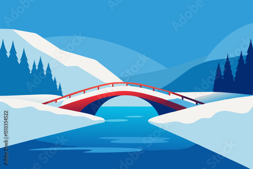 Wallpaper Mural winter landscape with mountains Torontodigital.ca