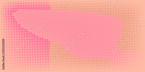 Pink orange polka dots gradient halftone background. Pop art cartoon dot texture with comic graphic design, Horizontal abstract pattern wall for cover digital technology.