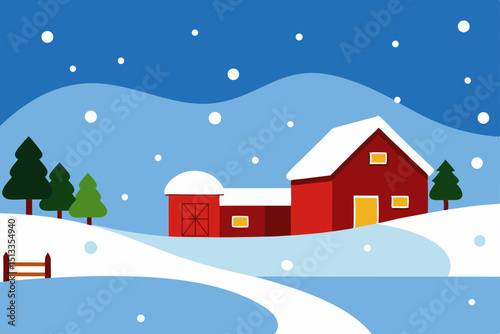 winter landscape with houses