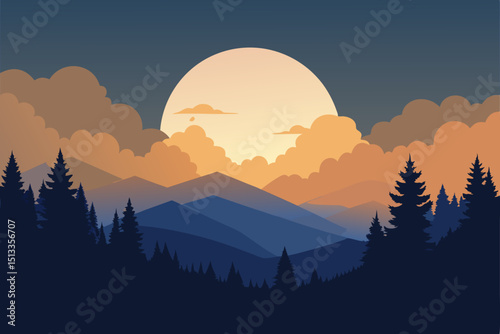 sunset in mountains