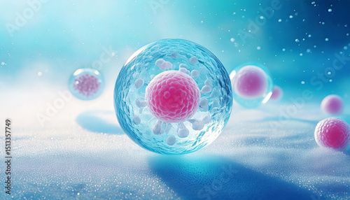 3D Illustration of Egg Freezing and Cryopreservation. Stem Cell Freezing and Preservation. Medical Illustration. 