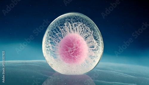 3D Illustration of Egg Freezing and Cryopreservation. Stem Cell Freezing and Preservation. Medical Illustration. 