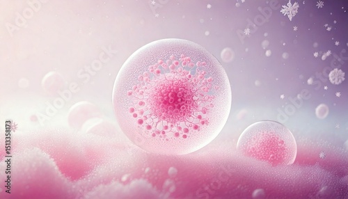 3D Illustration of Egg Freezing and Cryopreservation. Stem Cell Freezing and Preservation. Medical Illustration. 