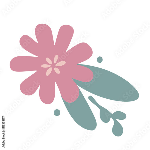 flower, pink, petals, floral, botanical, nature, pastel, minimalist, digital art
