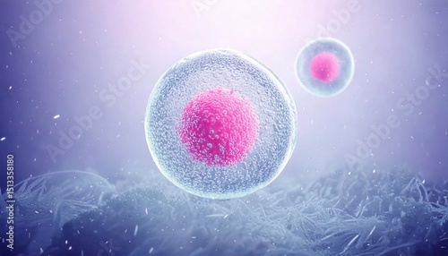 3D Illustration of Egg Freezing and Cryopreservation. Stem Cell Freezing and Preservation. Medical Illustration. 