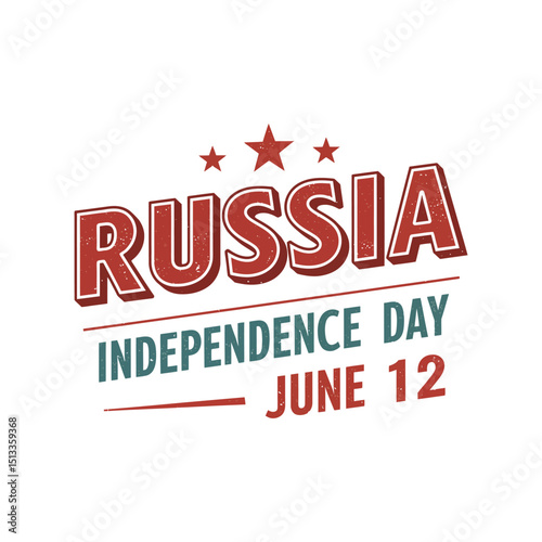 "Russia Independence Day Vintage Poster – June 12 National Holiday Design with Flag and Typography"