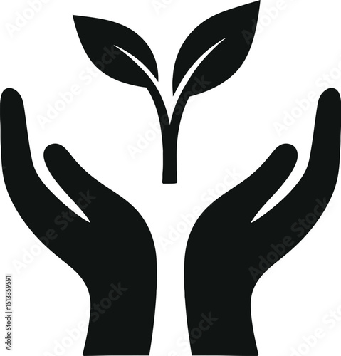 This captures the key elements—hands, nature (tree/leaf), and the symbolic meaning (love, care)—in an easy-to-understand way without using a colon