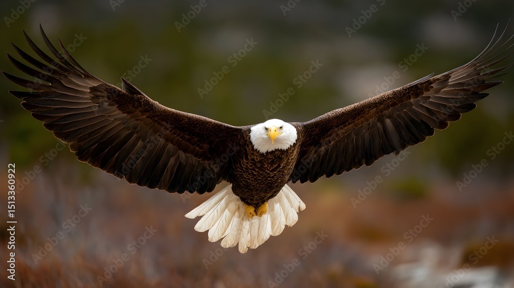 Fototapeta premium Eagle flying with wings spread wide