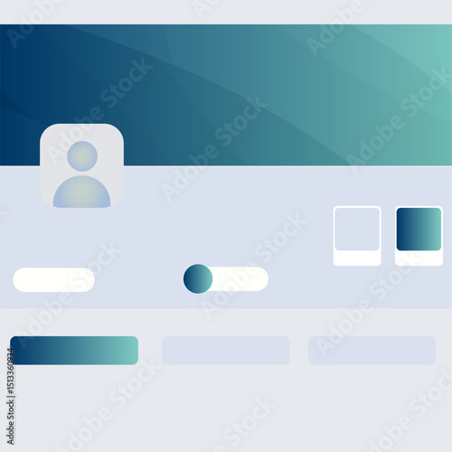 Business profile LinkedIn banner mockup with futuristic abstract visual elements for branding needs