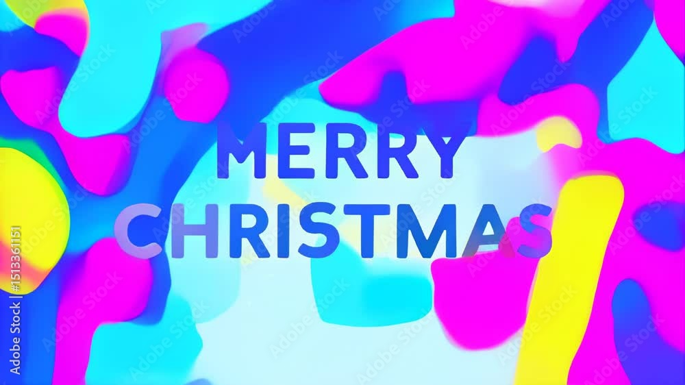 Merry christmas card with colorful shapes and text