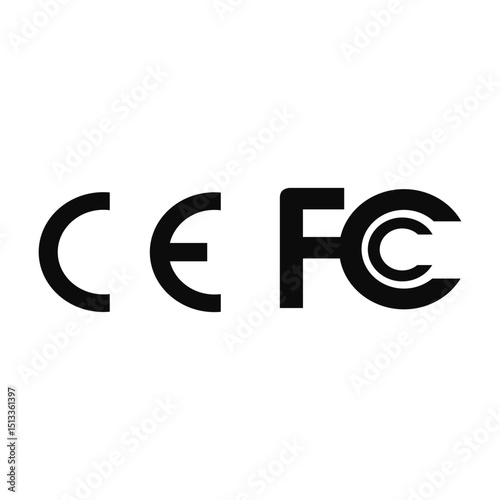 CE FCC Marked Icon vector logo.