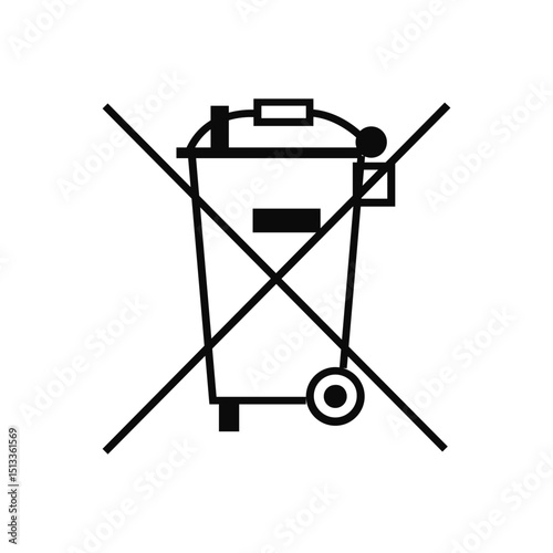 Cross Trash Bin Marked Icon vector logo
