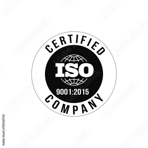  ISO Certified Company 9001 to 2015 BLACK Stamp Icon