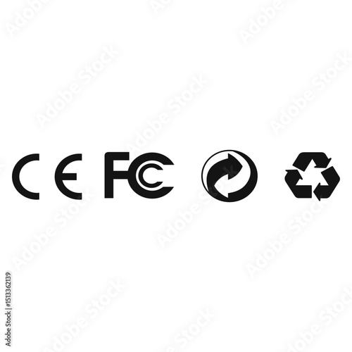 RECYCLE ARROW CE FCC Certified Marked Icon vector 